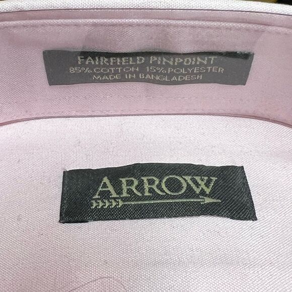 NWT Men’s Pink Arrow Wrinkle Free Long Sleeve  17 1/2 32/33 XL Dress Shirt #YCDO - Picture 3 of 6